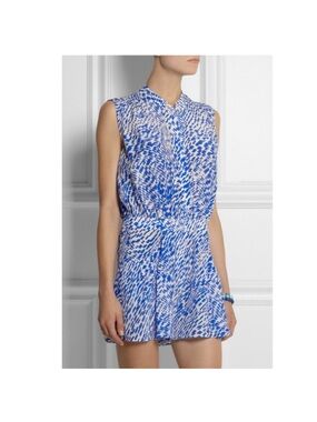 Saloni Nelly Blue and White Playsuit/Romper US size 10